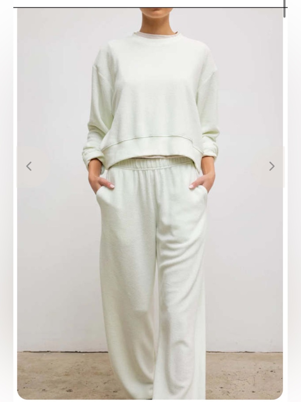 Leset Teddy Classic Crew & Jogger Set Celery Green  M French Terry Loungewear